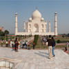 Taj Mahal Center Fountain Photo: A panorama of the Taj Mahal taken from the center fountain on the walkway to the mausoleum.
