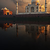 Twilight Inferno Photo: The holy Jamuna river reflects sunset clouds and the Taj Mahal. (From the archives, due to time restraints.)