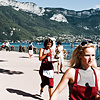Finish Focused Photo: Female contestants scurry to the finish line at the "Waiter's Run" in Annecy.