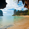 Phranang Beach Railay Photo: Karst formations seen from the mouth of a cave at Phranang beach in Railay.